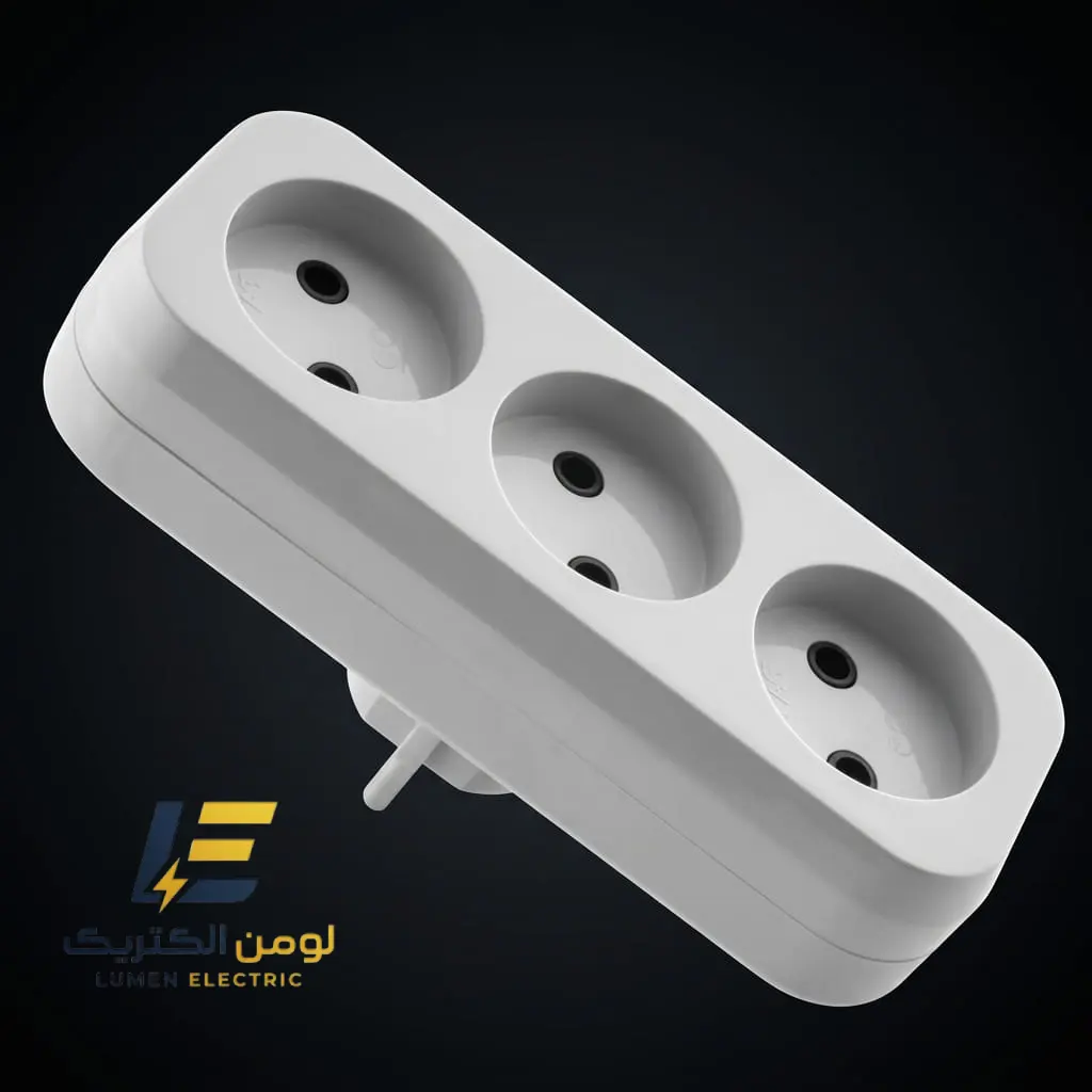 چندراهی ۳ خانه پریز بدون ارت با دوشاخه مدل شهاب